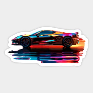 C8 Corvette Supercar Racecar Reflection Prism Art Sportscar Muscle Car Corvette C8 Sticker